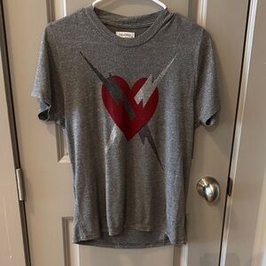 NWOT Lauren Moshi Tee with Red Heart and Bedazzled Silver Lightning